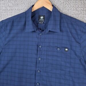 Mammut Mens 2XL Lenni Blue Plaid Short Sleeve Button Up Hiking Shirt Outdoors
